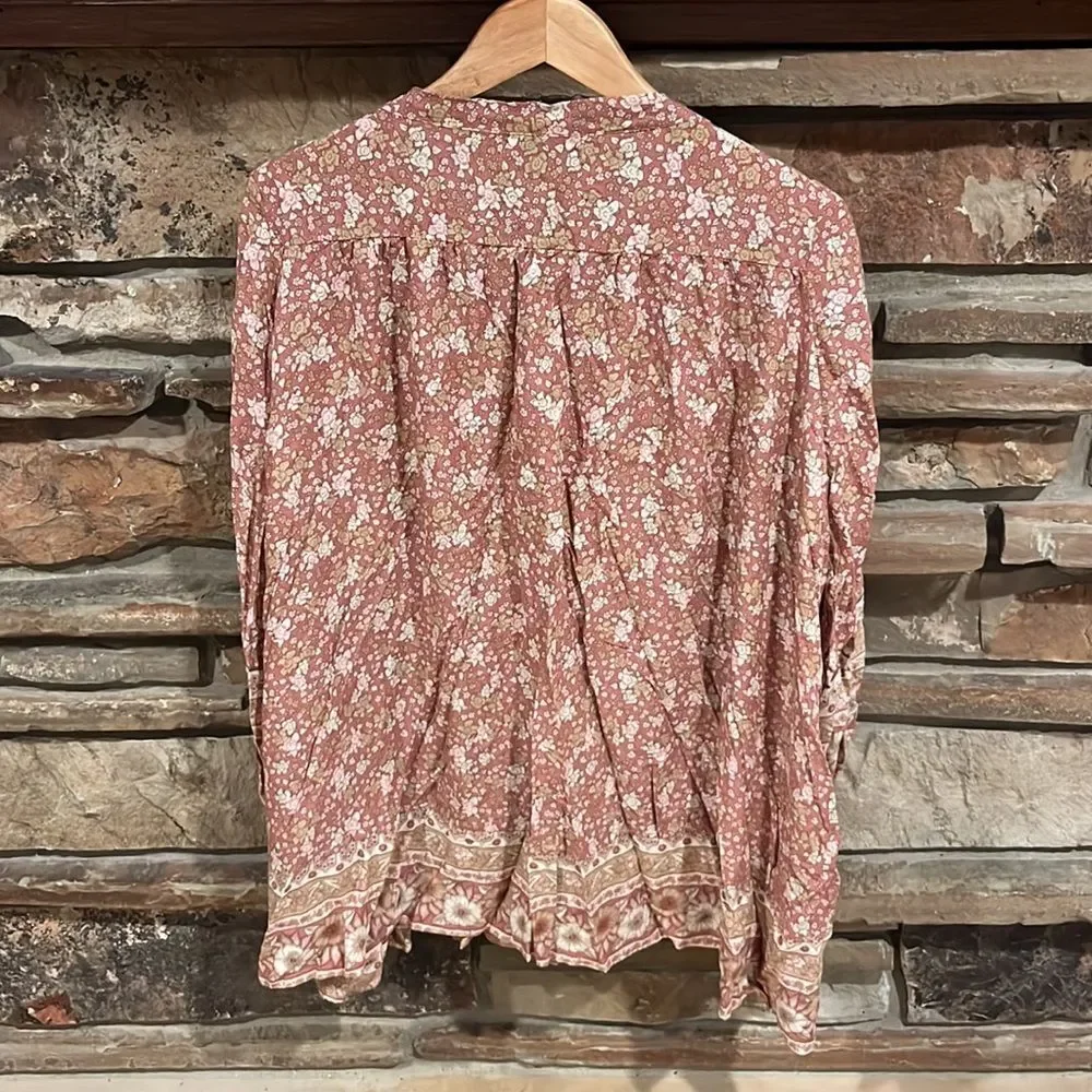 The Fox and The Mermaid Floral Neutral Boho Tunic Mini Dress